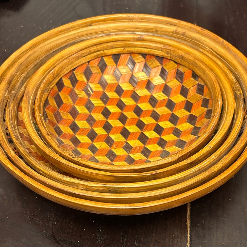 Vintage bamboo nesting bowls